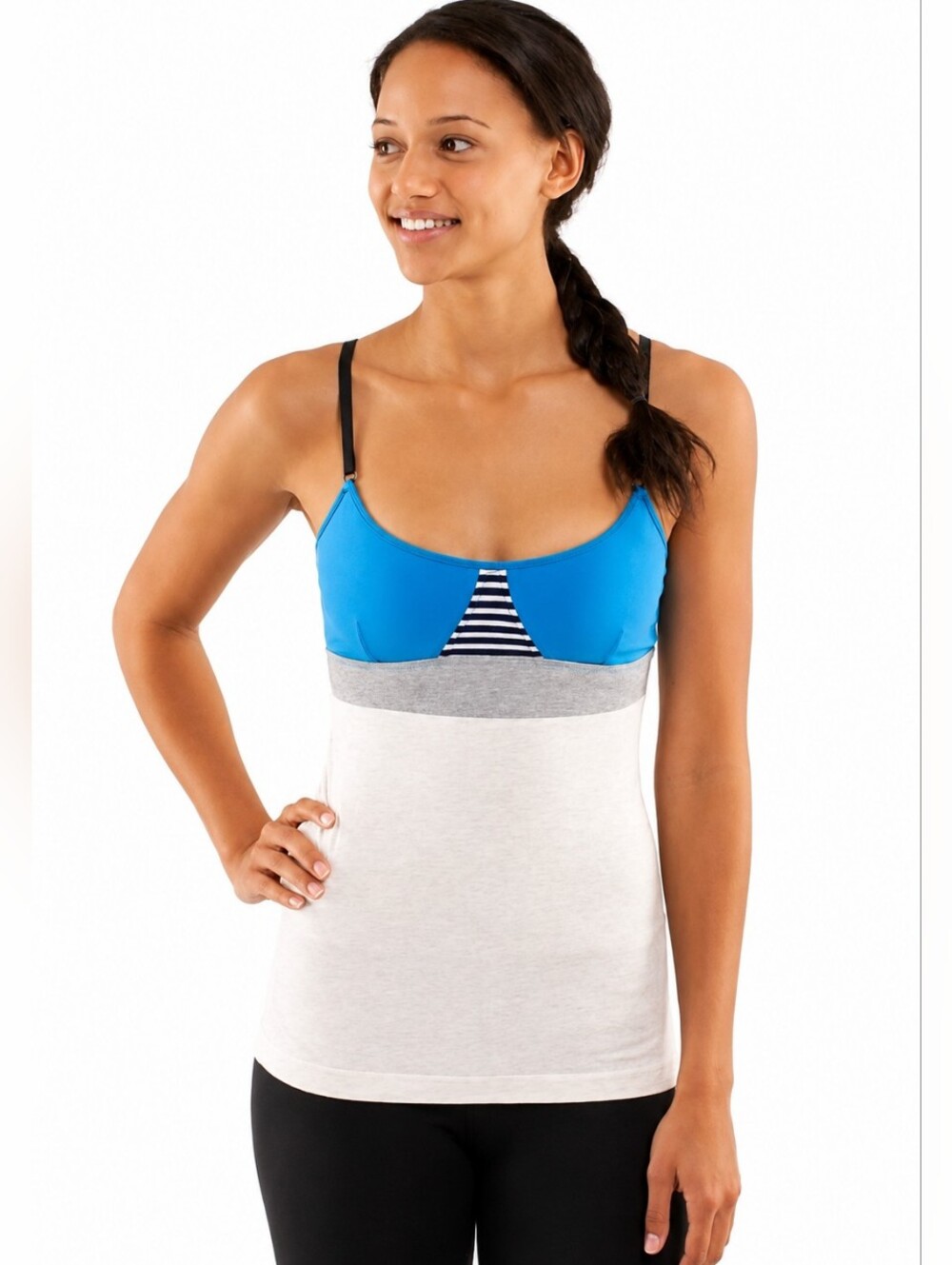 Lululemon Women’s Size 8 Contentment Triangle Tank Blue Gray Built-In Bra Yoga